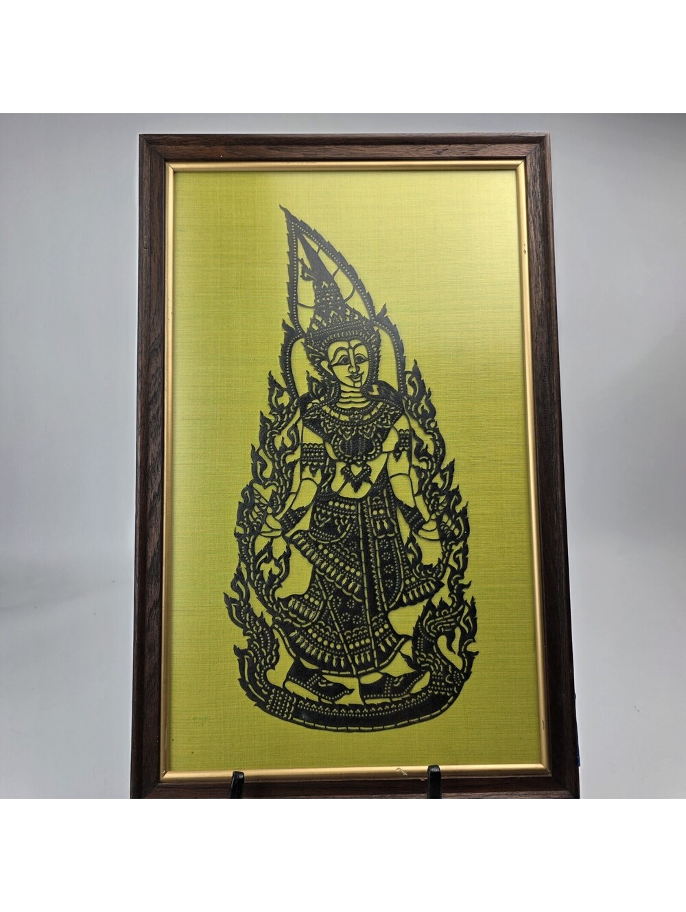Framed Thai Handmade Leather Shadow Puppet Art Collectible Artwork